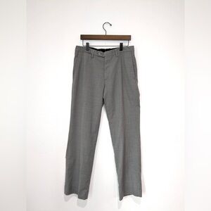 VERSACE COLLECTION Tonal Gray Stripe Logo Botton Dress Pants